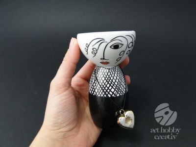 Vaza ceramica decorativa - portret abstract 11cm