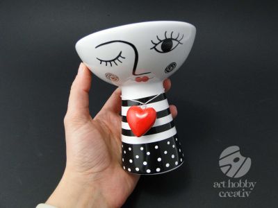 Bol decorativ din ceramica - portret abstract 12cm