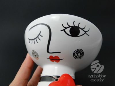 Bol decorativ din ceramica - portret abstract 12cm