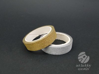Panglica autoadeziva glitterata - auriu/argintiu