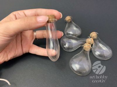 Sticluta mini cu dop din pluta - lacrima 6cm set/5buc