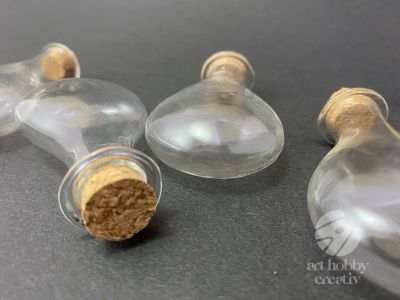 Sticluta mini cu dop din pluta - lacrima 6cm set/5buc