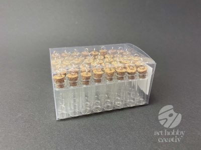 Sticluta decorative cu dop de pluta si agatator 4,5cm set/48buc