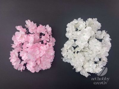 Capete de flori de cires artificiale - roz/alb set/10buc