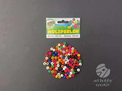 Margele lemn multicolor Ø6mm - 120buc/set cal. II