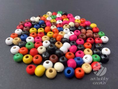 Margele lemn multicolor Ø6mm - 120buc/set cal. II