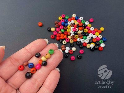 Margele lemn multicolor Ø6mm - 120buc/set cal. II