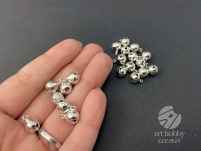 Clopotel sferic argintiu 8mm set/20buc
