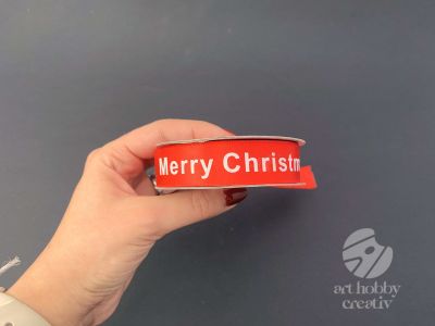 Panglica satin rosu - Merry Christmas 2cm/22m