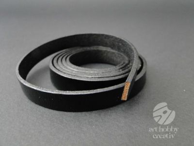 Banda plata din piele negru - 10mm/2mm/1m