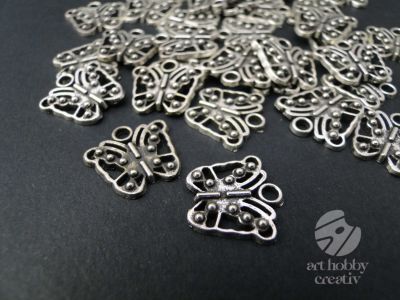 Charm argintiu - fluturi - set/30buc
