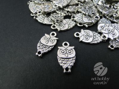 Charm argintiu - bufnita - 2cm set/10buc