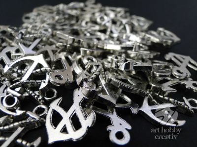 Charm argintiu - ancora 2cm -  set/60buc