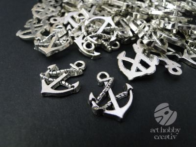 Charm argintiu - ancora 2cm -  set/60buc