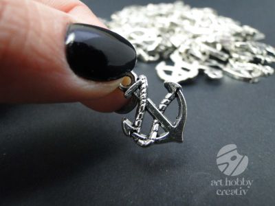 Charm argintiu - ancora 2cm -  set/60buc