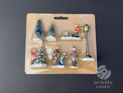 Figurine pentru peisaj de iarna din polirasina set/7elemente