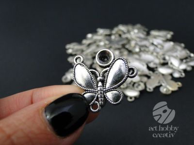 Charm argintiu - fluturi set/34buc