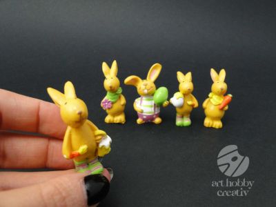 Decoratiune din polirasina - iepuras - 4cm set/5buc