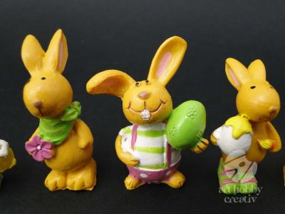 Decoratiune din polirasina - iepuras - 4cm set/5buc