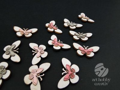 Fluturi din lemn - 4cm set/12buc