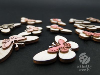 Fluturi din lemn - 4cm set/12buc