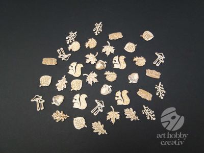 Figurine mini din lemn - padure set/45buc