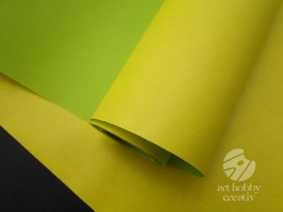 Hartie ambalaj cu doua fete - galben/verde - 80cm/2m