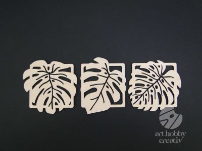 Forme lemn - frunze tropicale - set/3buc