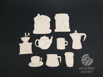 Figurina lemn - coffee and tea set/9buc