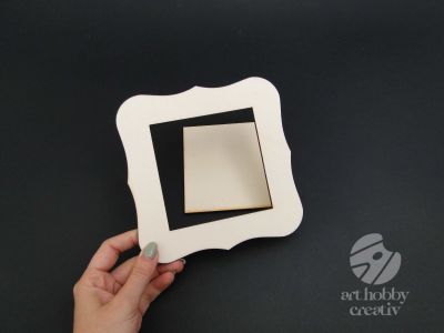 Rama foto din lemn placaj - patrata 16cm