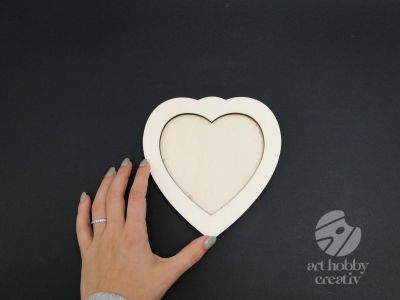 Rama foto din lemn placaj - inimioara 16cm