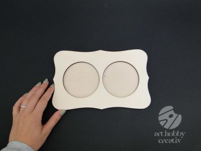 Rama foto din lemn placaj - pentru 2 fotografii - dreptunghiulara 22,5cm -
