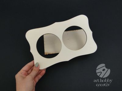 Rama foto din lemn placaj - pentru 2 fotografii - dreptunghiulara 22,5cm -