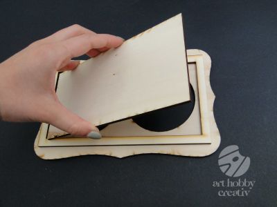 Rama foto din lemn placaj - pentru 2 fotografii - dreptunghiulara 22,5cm -