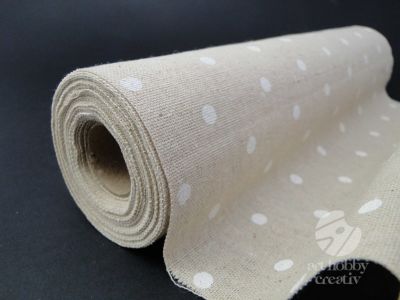 Material textil - panza de in cu buline - natur cu alb 5m