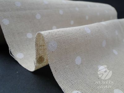 Material textil - panza de in cu buline - natur cu alb 5m