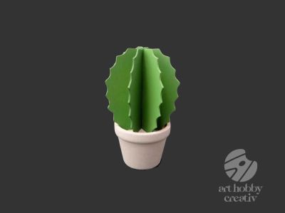 Decor din lemn - cactus verde inchis 12,5cm