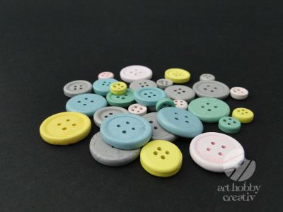 Nasturi lemn dif. culori pastel set/30buc