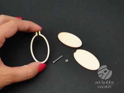 Rama broderie mini/ medalion din lemn - oval 2,5cm