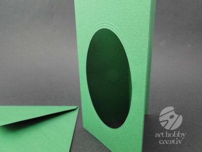 Plic cu carton decupat ovala/verde