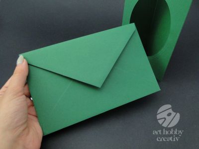 Plic cu carton decupat ovala/verde