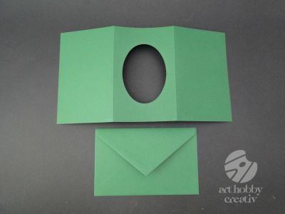 Plic cu carton decupat ovala/verde