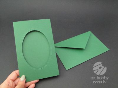 Plic cu carton decupat ovala/verde
