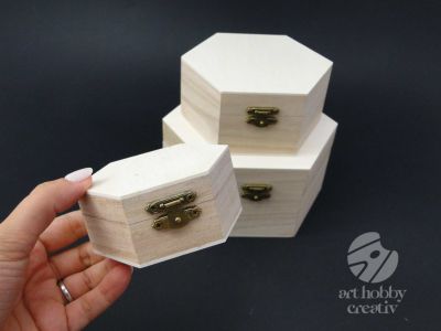Cutie lemn octogonala set/3buc