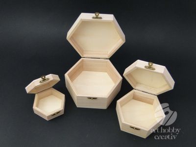 Cutie lemn octogonala set/3buc