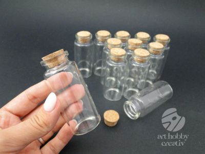 Sticluta mini cu dop pluta 70mmx30mm - set/12buc