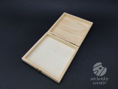 Cutie lemn plata cu inchizator 14x14cm
