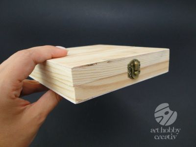 Cutie lemn plata cu inchizator 14x14cm