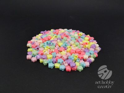 Margele colorate din plastic - flori - 100gr