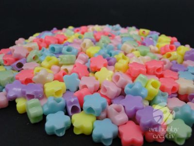 Margele colorate din plastic - flori - 100gr